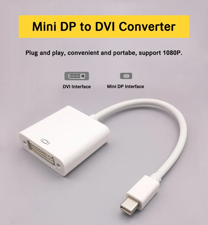 Mini DP To DVI Adapter Male To Female Thunderbolt Mini Display Port DisplayPort V1.2 To DVI Connector 
Mini DP To DVI Adapter Male To Female Thunderbolt Mini Display Port DisplayPort V1.2 To DVI Connector