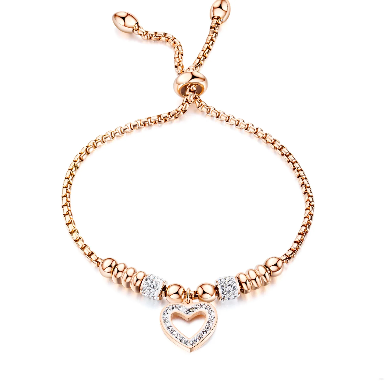 Unfading Titanium Steel Love Heart Zircon Adjustable Ladies Bracelet Exquisite Temperament Fashion Fashion Jewelry
Unfading Titanium Steel Love Heart Zircon Adjustable Ladies Bracelet Exquisite Temperament Fashion Fashion Jewelry
