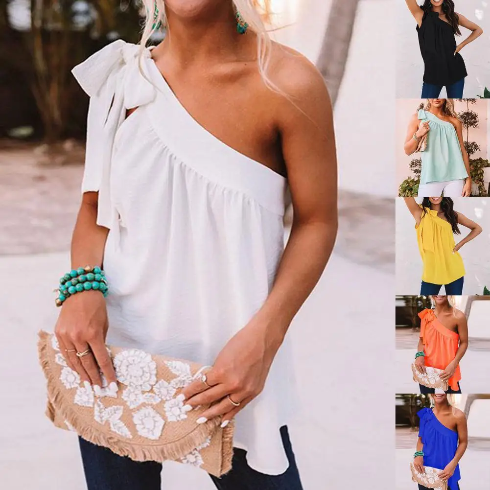Summer Women Vest Sexy Solid Color One Shoulder Bandage Sleeveless Loose Blouse Summer Lady Office Clothes Crop Tops Streetwear
Summer Women Vest Sexy Solid Color One Shoulder Bandage Sleeveless Loose Blouse Summer Lady Office Clothes Crop Tops Streetwear