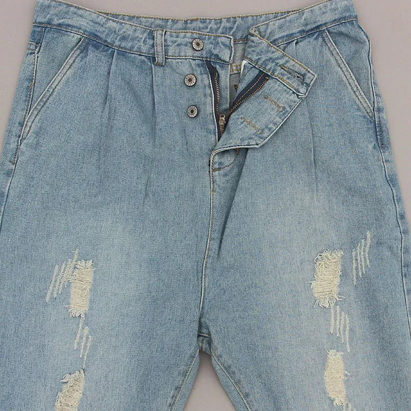 Men Blue Jeans Long Loose Harem Pants Fashion Hip Hop Cross-pants Mid Waist Ripped Hole Denim Trousers Plus Size Streetwear 2019
Men Blue Jeans Long Loose Harem Pants Fashion Hip Hop Cross-pants Mid Waist Ripped Hole Denim Trousers Plus Size Streetwear 2019