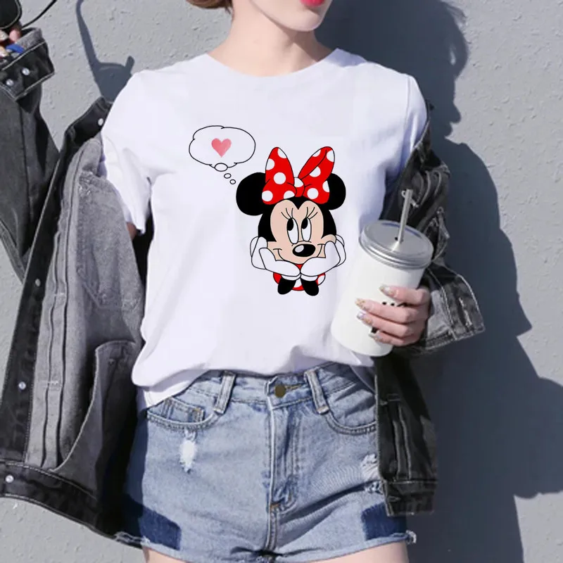 Женская футболка в Корейском стиле Harajuku Kawaii белая с круглым вырезом и коротким
