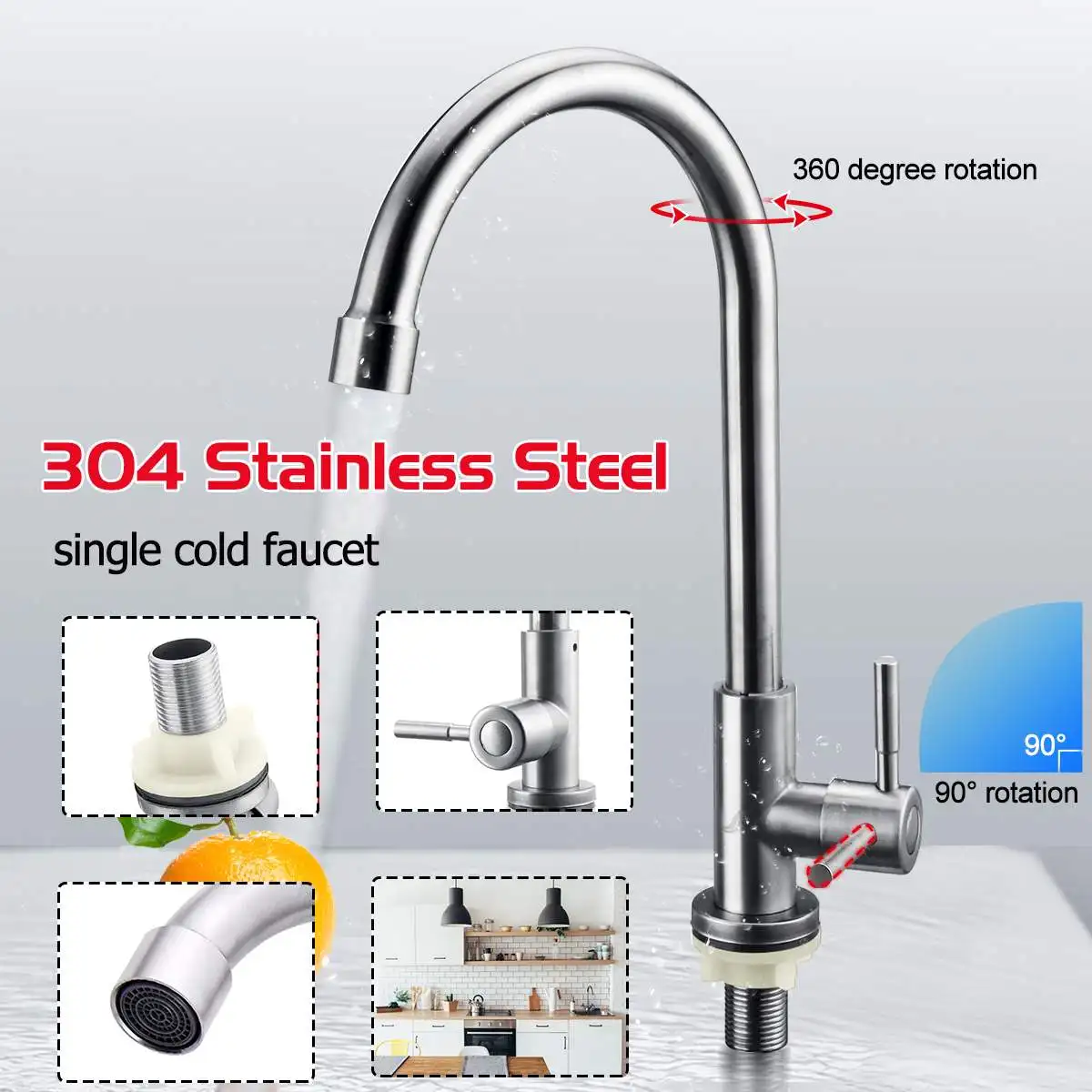 360 Degree Rotation Kitchen Faucets Stainless Steel Kitchen Single Handle Single Hole Kitchen Faucet Sink Tap Kitchen Faucet
360 Degree Rotation Kitchen Faucets Stainless Steel Kitchen Single Handle Single Hole Kitchen Faucet Sink Tap Kitchen Faucet