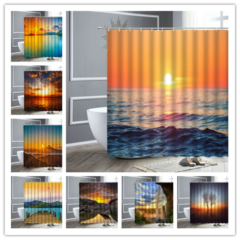 Shower Curtain Waterproof For Bathroom Curtains Sunset Sea Surf Landscape Polyester Bath Screen Bathtub Decor With 12 Hooks
Shower Curtain Waterproof For Bathroom Curtains Sunset Sea Surf Landscape Polyester Bath Screen Bathtub Decor With 12 Hooks