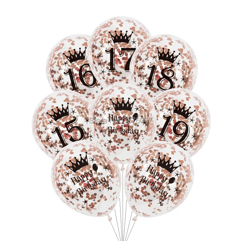 Воздушные шары из розового золота 6 шт./лот 15 16 17 18 19 дней рождения украшения для