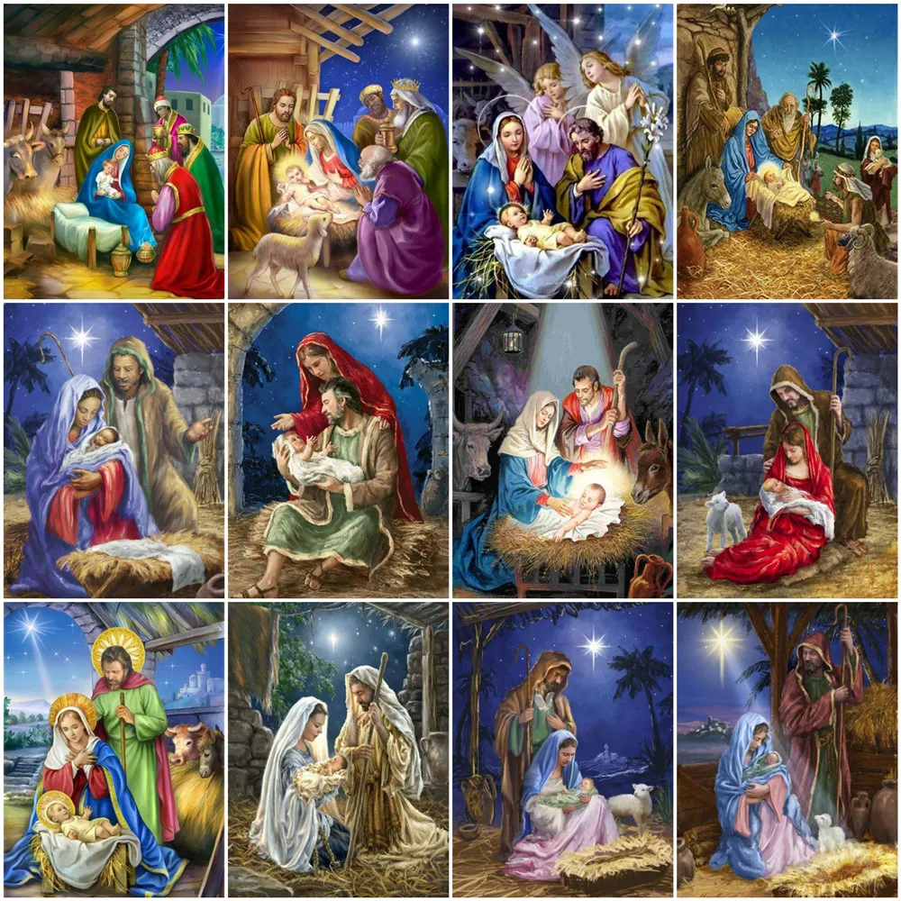 

AZQSD Paint By Number Religion Drawing On Canvas Oil Painting By Numbers Jesus Handpainted Modern Wall Art Gifts