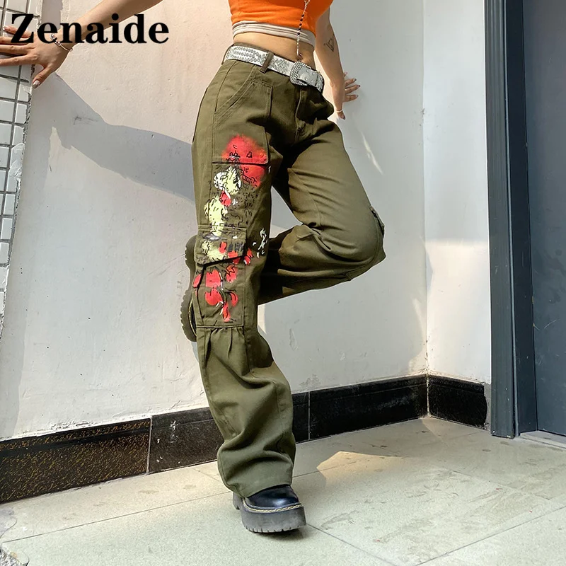 Zenaide 2021 Autumn Print Harajuku Hip Hop Cargo Pants Women Military Low Waist Trousers Vintage Aesthetic Fashion Denim Jeans
Zenaide 2021 Autumn Print Harajuku Hip Hop Cargo Pants Women Military Low Waist Trousers Vintage Aesthetic Fashion Denim Jeans