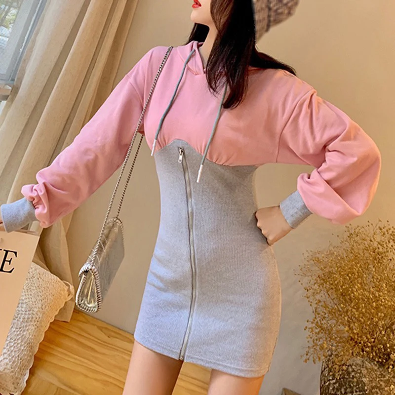 fake 2pcs dress women long sleeve patchwork sweet korean style mini dresses autumn harajuku women clothing
fake 2pcs dress women long sleeve patchwork sweet korean style mini dresses autumn harajuku women clothing