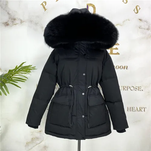 Fashion Winter Women Large Real Fur Hooded Down Jacket 90% White Duck Down Coat Loose Thick Warm Snow Outwear Waist Retractable
Fashion Winter Women Large Real Fur Hooded Down Jacket 90% White Duck Down Coat Loose Thick Warm Snow Outwear Waist Retractable