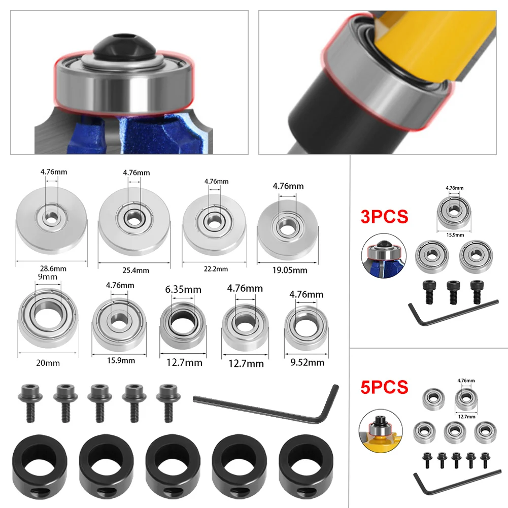 New Durable Steel Bearings Accessories Kit Fits for Router bits Heads and Shank Top Mounted 1/2, 3/8, 3/4 Bearing & Stop Ring
New Durable Steel Bearings Accessories Kit Fits for Router bits Heads and Shank Top Mounted 1/2, 3/8, 3/4 Bearing & Stop Ring
