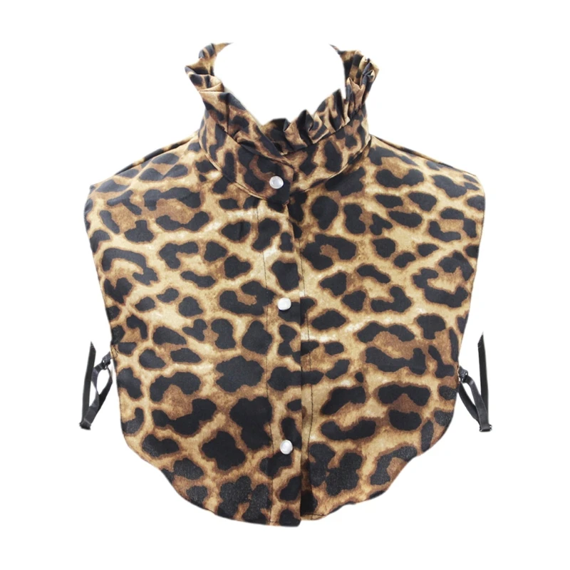 Women Vintage Leopard Print Detachable Half Blouse Shirts Ruffles Stand-Up False Fake Collar Button Decorative Dickey 
Women Vintage Leopard Print Detachable Half Blouse Shirts Ruffles Stand-Up False Fake Collar Button Decorative Dickey