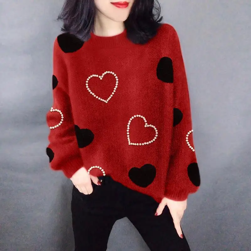 Women's Loose Sweater Fall Winter Love Pullover Long Sleeve Lazy Style All-match Fashion Retro Knit Top 2022 New Hot Sale Y161
Women's Loose Sweater Fall Winter Love Pullover Long Sleeve Lazy Style All-match Fashion Retro Knit Top 2022 New Hot Sale Y161