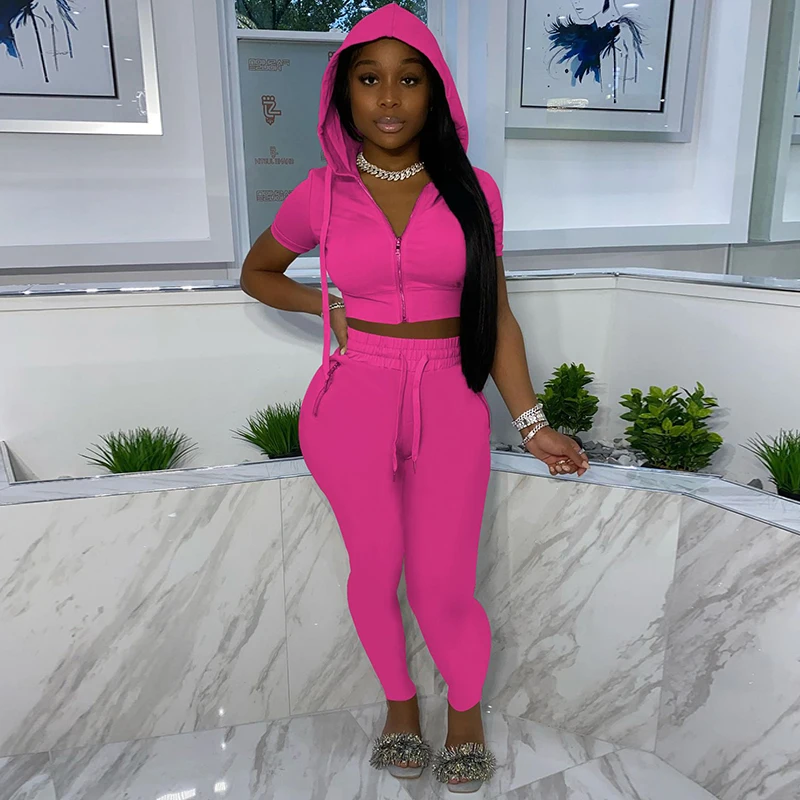 Fitness Solid Two Piece Sets Causal Short Sleeve Zipper Crop Tops Hoodies Leggings Drawstring Sweatpants Outfit Active Tracksuit
Fitness Solid Two Piece Sets Causal Short Sleeve Zipper Crop Tops Hoodies Leggings Drawstring Sweatpants Outfit Active Tracksuit
