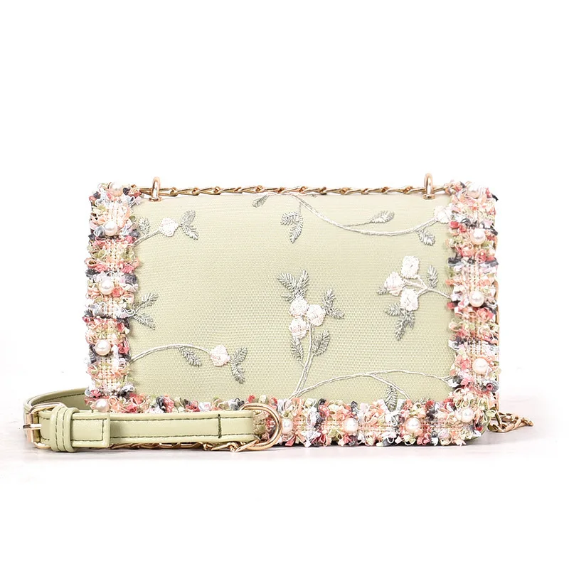 Women Clutch Square Bag With Lace Flowers Female Handbag High Quality PU Leather Sweet Girl Pearl Chain Messenger Bag 2021 New 
Women Clutch Square Bag With Lace Flowers Female Handbag High Quality PU Leather Sweet Girl Pearl Chain Messenger Bag 2021 New
