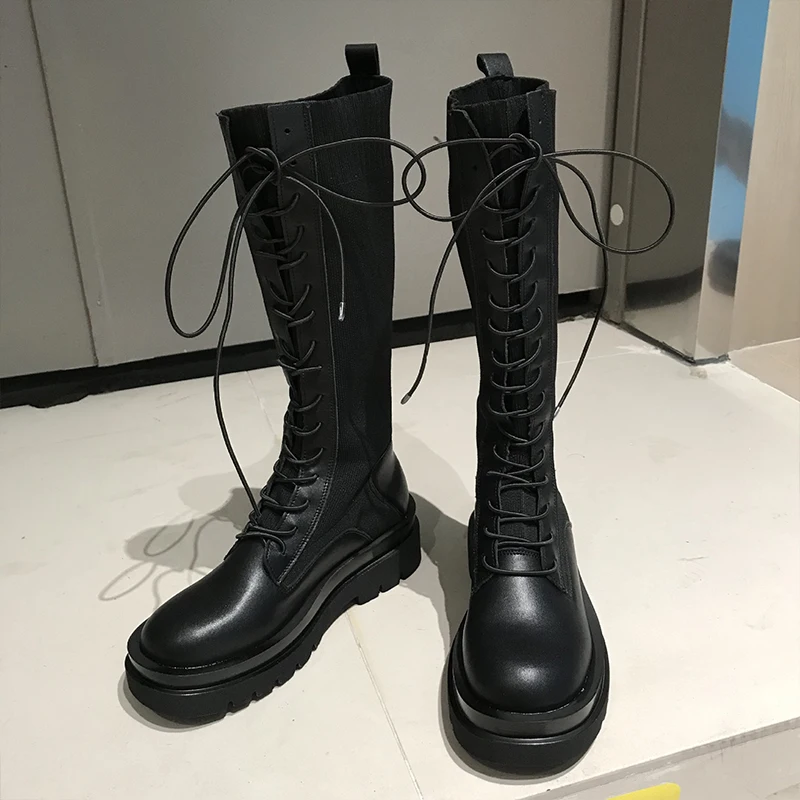 to Knee-High Boots women fashion Genuine Leather Lace-up High long boots Ladies platform shoes Thick bottom boots
to Knee-High Boots women fashion Genuine Leather Lace-up High long boots Ladies platform shoes Thick bottom boots
