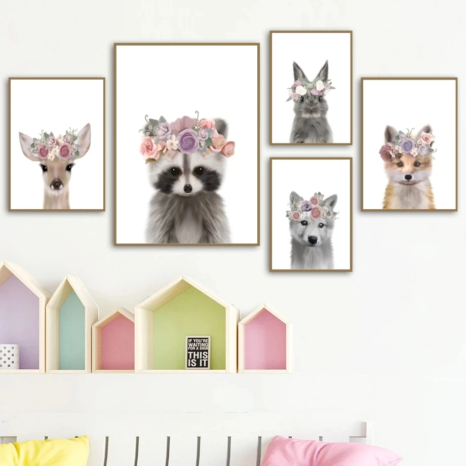 Wear Flowers Animals Canvas Painting Bunny Fox Raccoon Deer Squirrel Swan Wall Art Posters And Prints Pictures Kids Room Decor 
Wear Flowers Animals Canvas Painting Bunny Fox Raccoon Deer Squirrel Swan Wall Art Posters And Prints Pictures Kids Room Decor