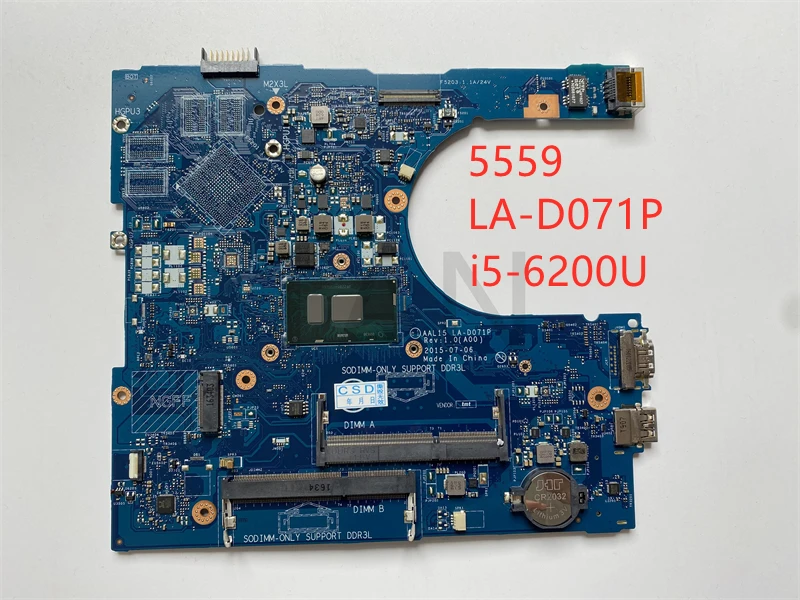 Материнская плата для ноутбука LA D071P CN 0VYVP1 Dell 5559 с i5 6200U Процессор полностью