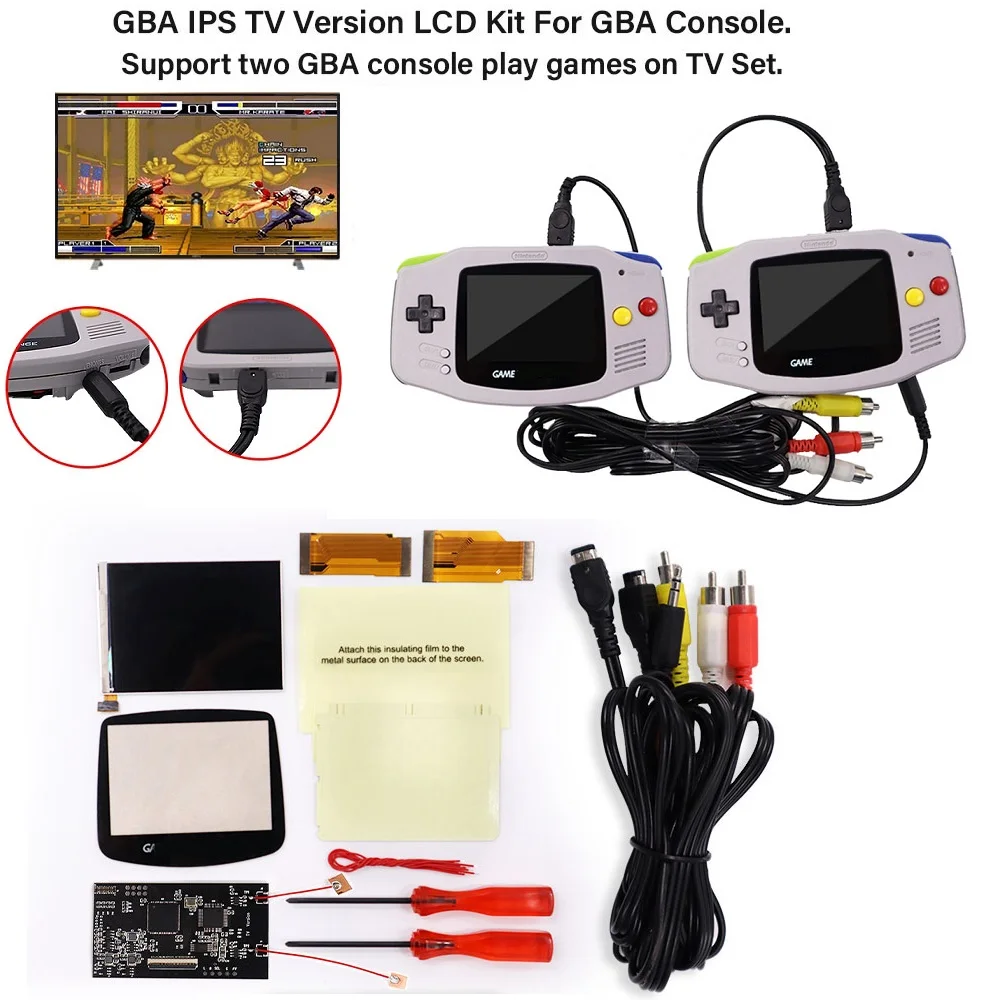 Версия V2 IPS с подсветкой ЖК-дисплей GBA TV Out для игровая приставка г. |