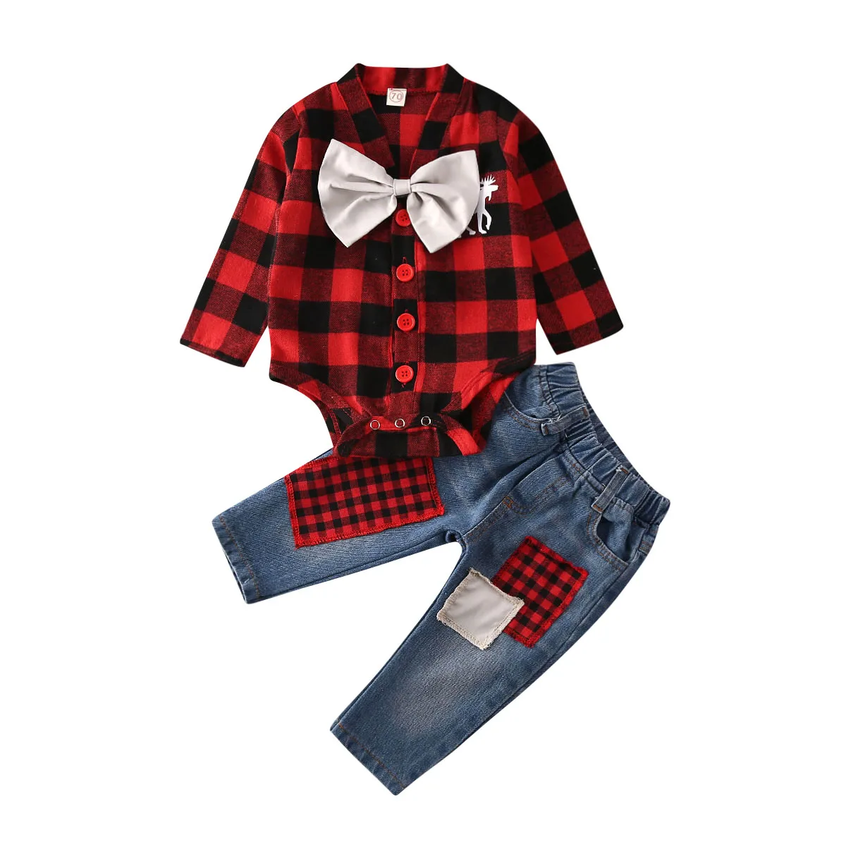 2020 Baby Spring Autumn Clothing Christmas Toddler Kids Baby Boy Clothes Xmas Bow Tops Romper Patchwork Denim Pants Outfits Set
2020 Baby Spring Autumn Clothing Christmas Toddler Kids Baby Boy Clothes Xmas Bow Tops Romper Patchwork Denim Pants Outfits Set