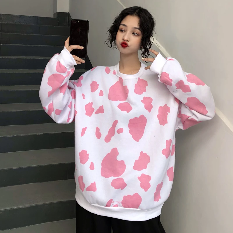 Blusas Femininas Ulzzang Tracksuit Women Casual Hoodies Sweatshirts Autumn Winter Ladies Pullover Hoody Loose Tops Dairy Cow New
Blusas Femininas Ulzzang Tracksuit Women Casual Hoodies Sweatshirts Autumn Winter Ladies Pullover Hoody Loose Tops Dairy Cow New