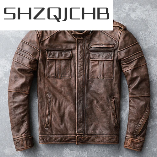 Куртка SHZQ мужская из натуральной коровьей кожи, винтажная уличная одежда с воротником-стойкой, мотоциклетные жакеты
Куртка SHZQ мужская из натуральной коровьей кожи, винтажная уличная одежда с воротником-стойкой, мотоциклетные жакеты
