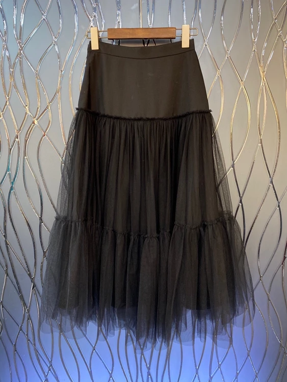 2020 autumn and winter new women's clothing pure color decoration with mesh stitching all-match mid-length skirt 1017
2020 autumn and winter new women's clothing pure color decoration with mesh stitching all-match mid-length skirt 1017