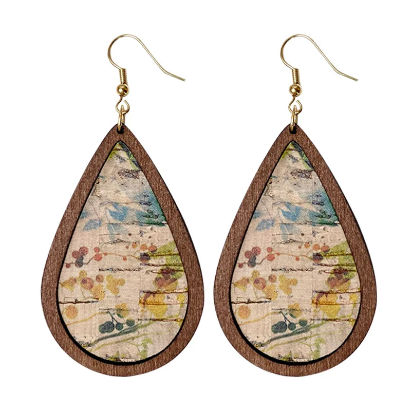 Medallion Leopard Red Morocco Print Wood Cork Teardrop Earrings for Women Tribal Cork Fabric and Wood Earrings 
Medallion Leopard Red Morocco Print Wood Cork Teardrop Earrings for Women Tribal Cork Fabric and Wood Earrings