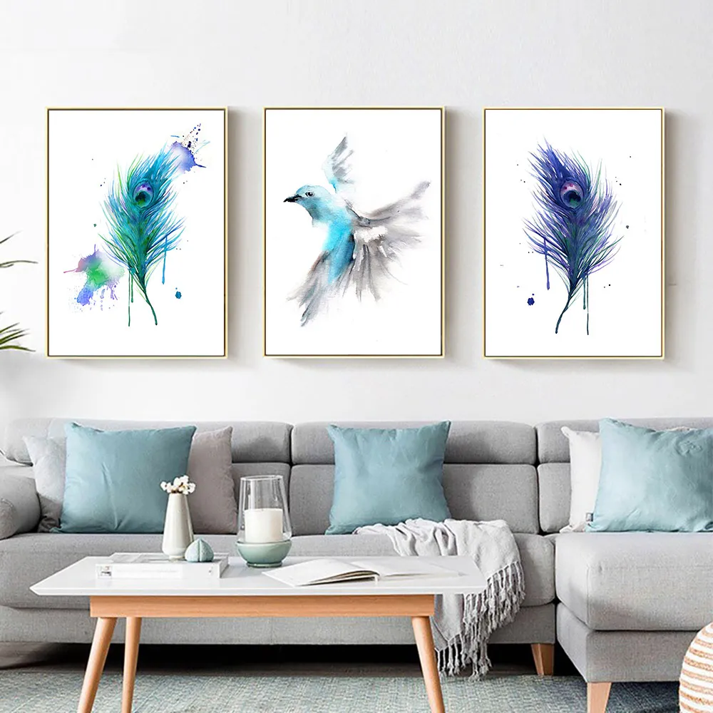 Watercolor Feather Abstract Bird Canvas Painting Blue And Purple Posters And Prints Wall Art Picture For Living Room Home Decor
Watercolor Feather Abstract Bird Canvas Painting Blue And Purple Posters And Prints Wall Art Picture For Living Room Home Decor