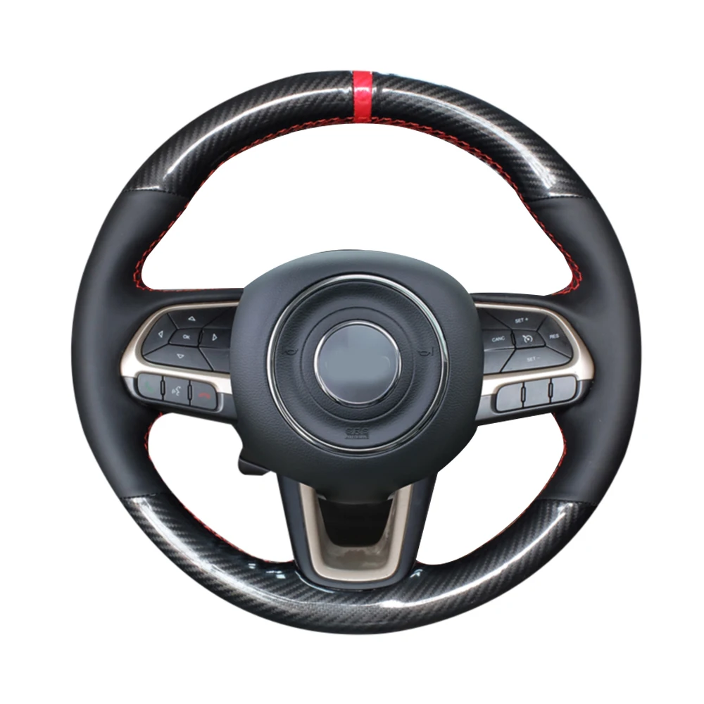 5D Carbon Fiber&Black Leather Steering Wheel Hand Sewing Wrap Cover Fit For Jeep Compass 2017 Renegade 2016-2017
5D Carbon Fiber&Black Leather Steering Wheel Hand Sewing Wrap Cover Fit For Jeep Compass 2017 Renegade 2016-2017
