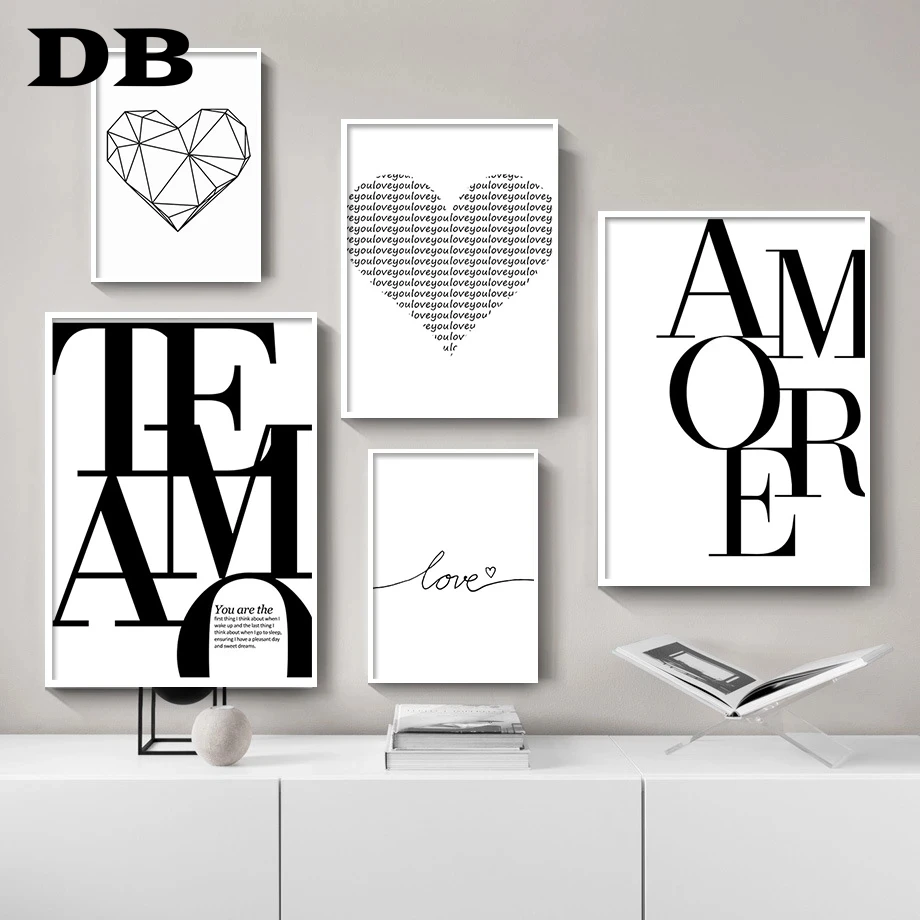 Nordic Style Art Love Poster Black And White Canvas Painting Amore Wall Pictures For Living Room Modern Home Decor Unframed
Nordic Style Art Love Poster Black And White Canvas Painting Amore Wall Pictures For Living Room Modern Home Decor Unframed