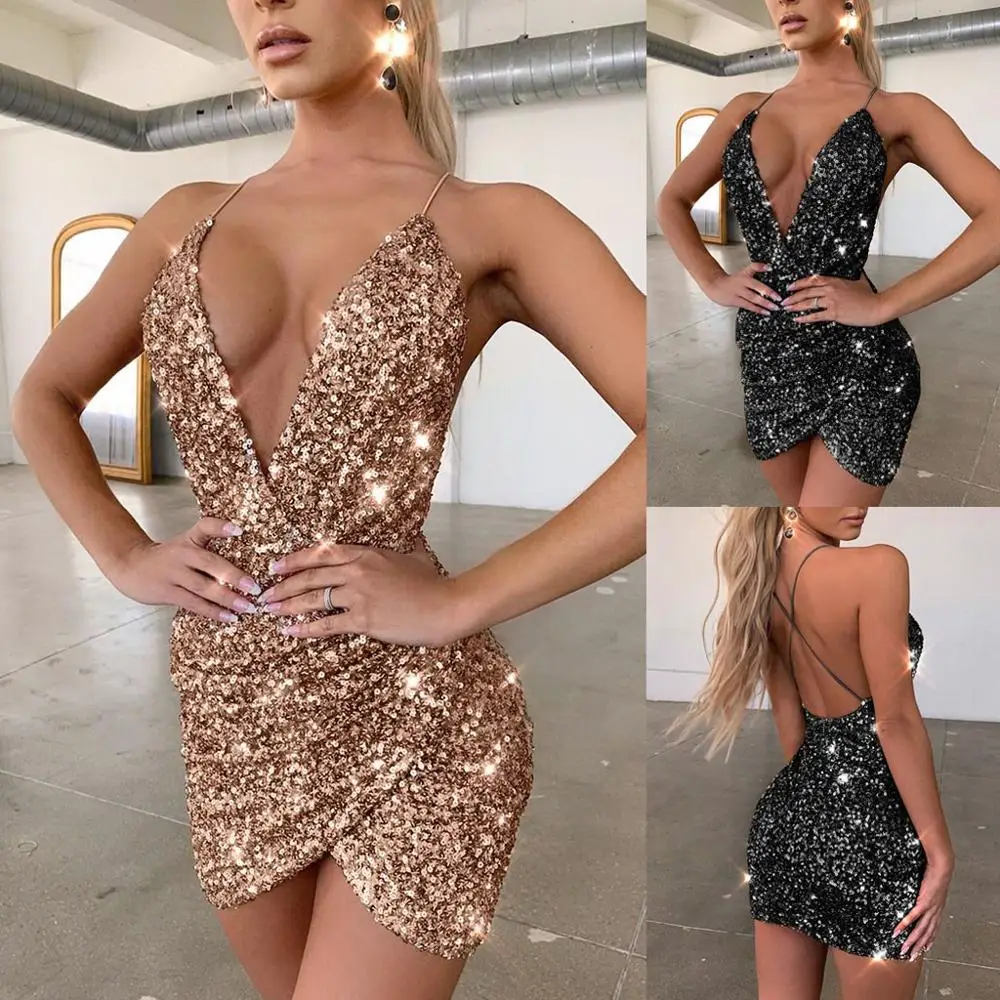 Women Fashion Solid Sequin V-neck Strap Mini Dress Cross Hem Backless Dress платье женское vestidos dress women robe #2D09#N
Women Fashion Solid Sequin V-neck Strap Mini Dress Cross Hem Backless Dress платье женское vestidos dress women robe #2D09#N