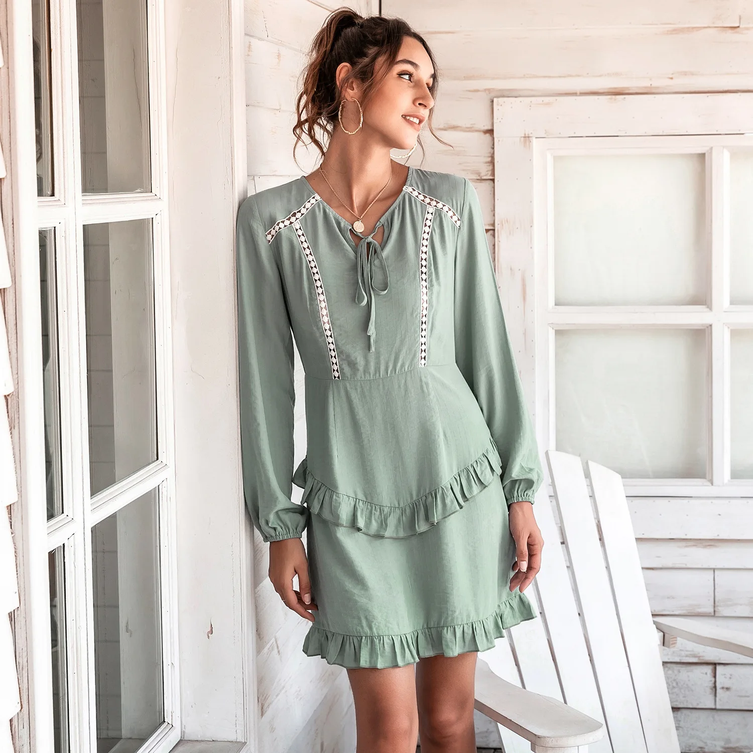 2021 Spring And Summer Women's New Style Pure Color Fresh And Sweet Puff Sleeve Dress Fashion Casual Slim Slimming Dress New
2021 Spring And Summer Women's New Style Pure Color Fresh And Sweet Puff Sleeve Dress Fashion Casual Slim Slimming Dress New