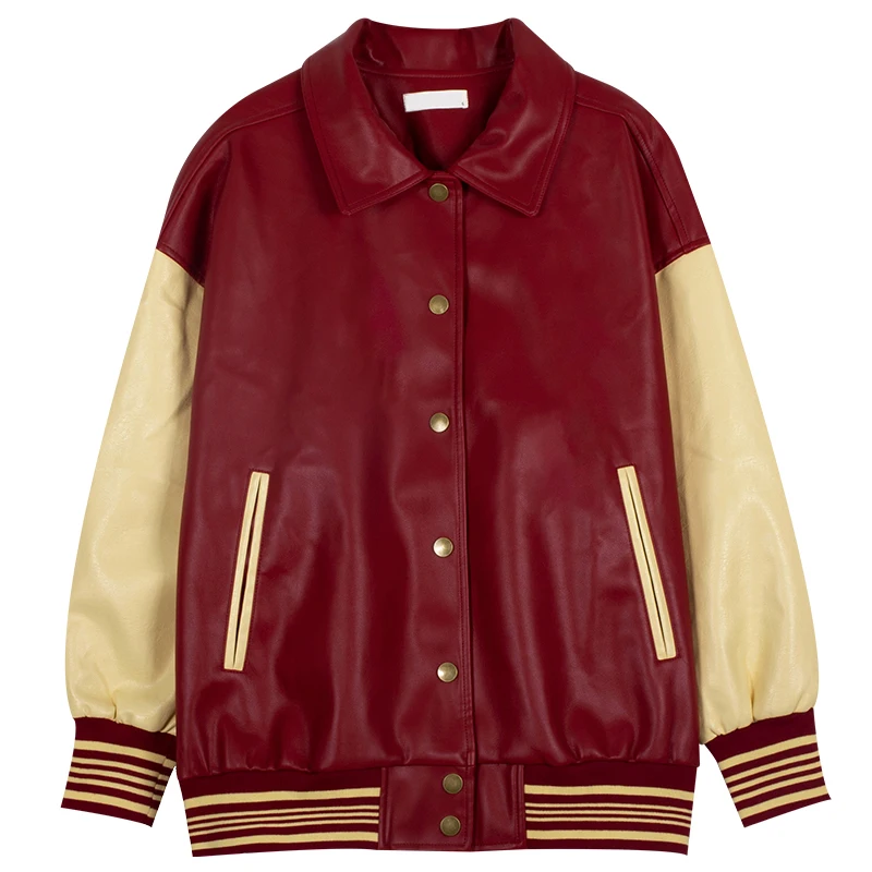 Faux Leather Women's autumn jacket vintage Loose Motorcycle Jackets Female Streetwear Oversized Coat Cardigan baseball uniforms
Faux Leather Women's autumn jacket vintage Loose Motorcycle Jackets Female Streetwear Oversized Coat Cardigan baseball uniforms
