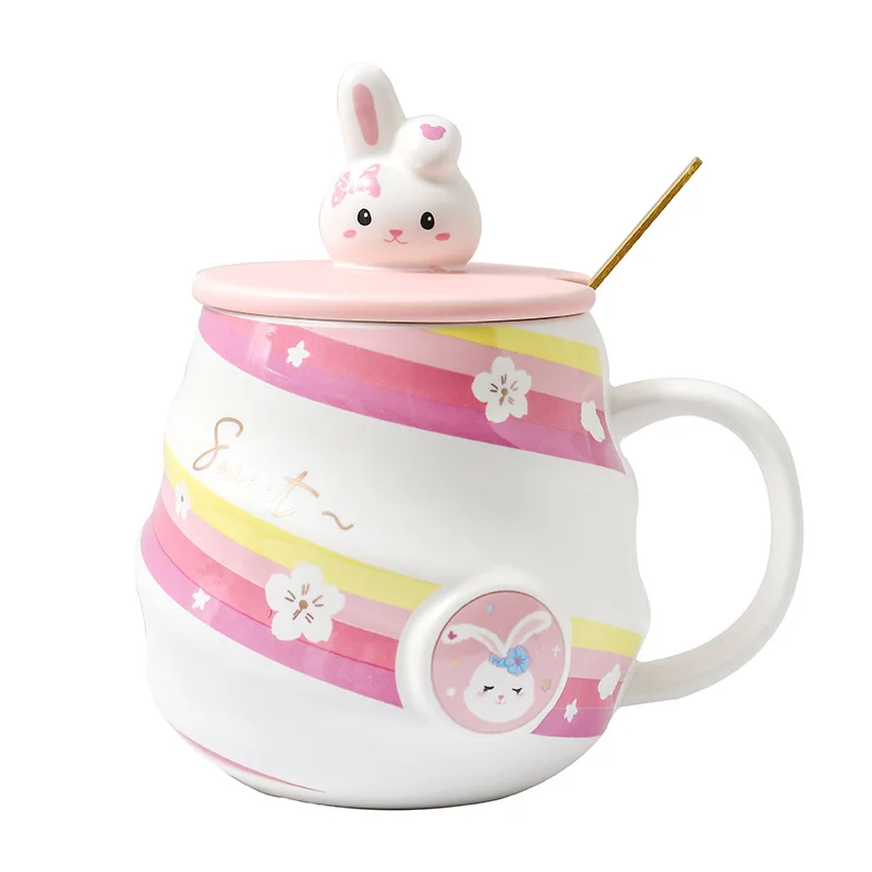 Creative threaded belly mug male and female cartoon cute rabbit ceramic water cup with spoon with cover student couple cup
Creative threaded belly mug male and female cartoon cute rabbit ceramic water cup with spoon with cover student couple cup