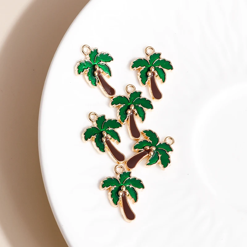 10pcs 15*20 Enamel Coconut Tree Charms for Jewelry Making Handmade Palm Plant DIY Pendants Earrings Bracelets Accessories - купить по