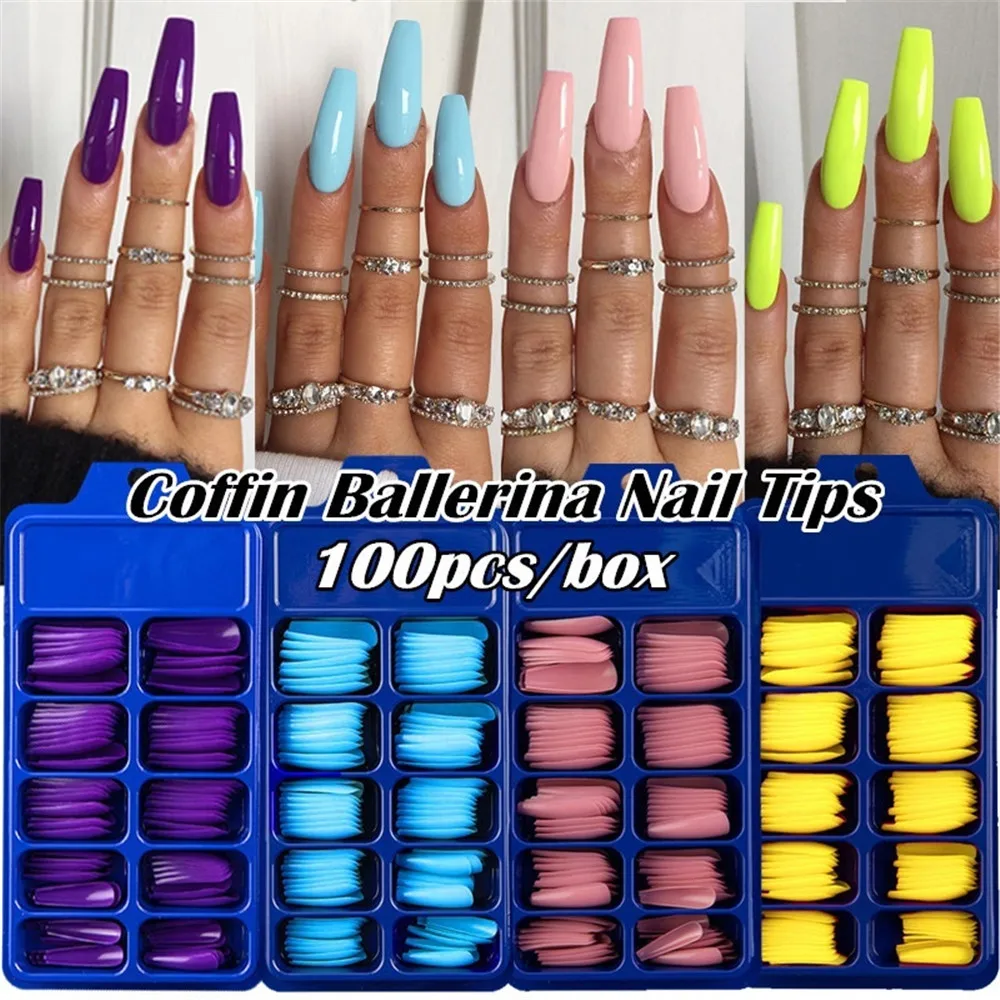 Wholesale 100PCS 10Sizes candy color Coffin Ballerina Nail Tips Long Stiletto False False French Style Acrylic UV Gel Nail Tips
Wholesale 100PCS 10Sizes candy color Coffin Ballerina Nail Tips Long Stiletto False False French Style Acrylic UV Gel Nail Tips