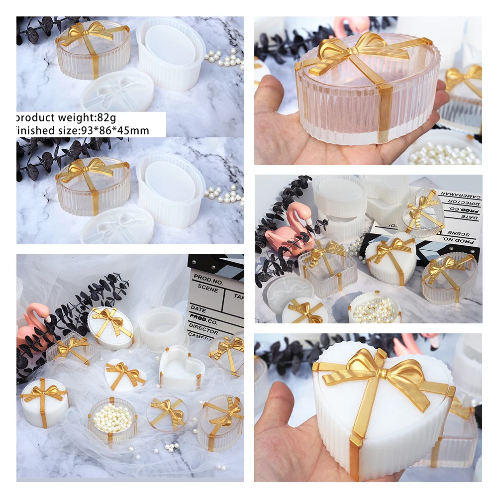 DIY Bow Storage Box Resin Mold Gift Box Silicone Mold Love Square Round Oval Stripe Storage Box Crystal Epoxy Mold
DIY Bow Storage Box Resin Mold Gift Box Silicone Mold Love Square Round Oval Stripe Storage Box Crystal Epoxy Mold