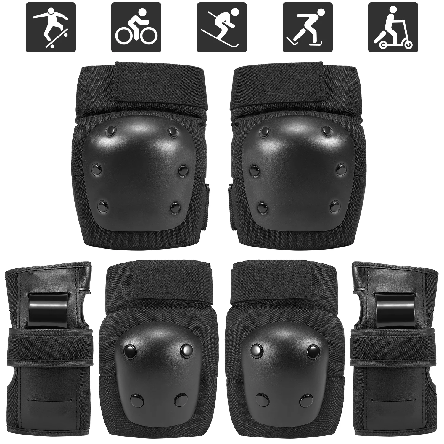 6 in 1 Kids/Adults Knee Pads Elbow Pads Wrist Pads Sport Protective Gear Set for Cycling Skateboard Roller Skating
6 in 1 Kids/Adults Knee Pads Elbow Pads Wrist Pads Sport Protective Gear Set for Cycling Skateboard Roller Skating