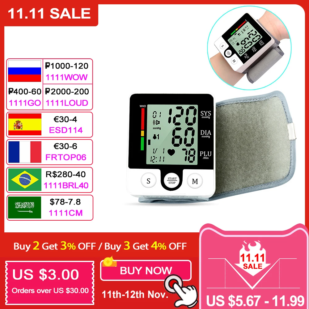 Wrist Blood Pressure Monitor Smart Voice Prompt Automatic Sphygmomanometers Pulsometer For Middle-aged Elderly 
Wrist Blood Pressure Monitor Smart Voice Prompt Automatic Sphygmomanometers Pulsometer For Middle-aged Elderly