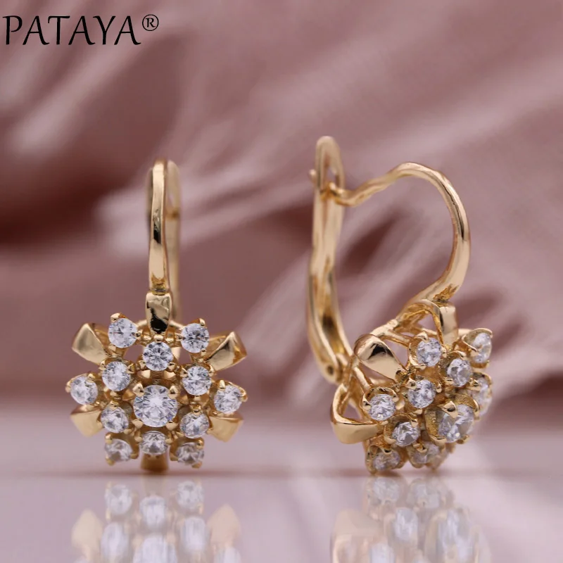 PATAYA New 585 Rose Gold Snowflake Drop Earrings Fine Natural Zircon Luxury Women Earrings Hollow Modern Bridal Fashion Jewelry 
PATAYA New 585 Rose Gold Snowflake Drop Earrings Fine Natural Zircon Luxury Women Earrings Hollow Modern Bridal Fashion Jewelry