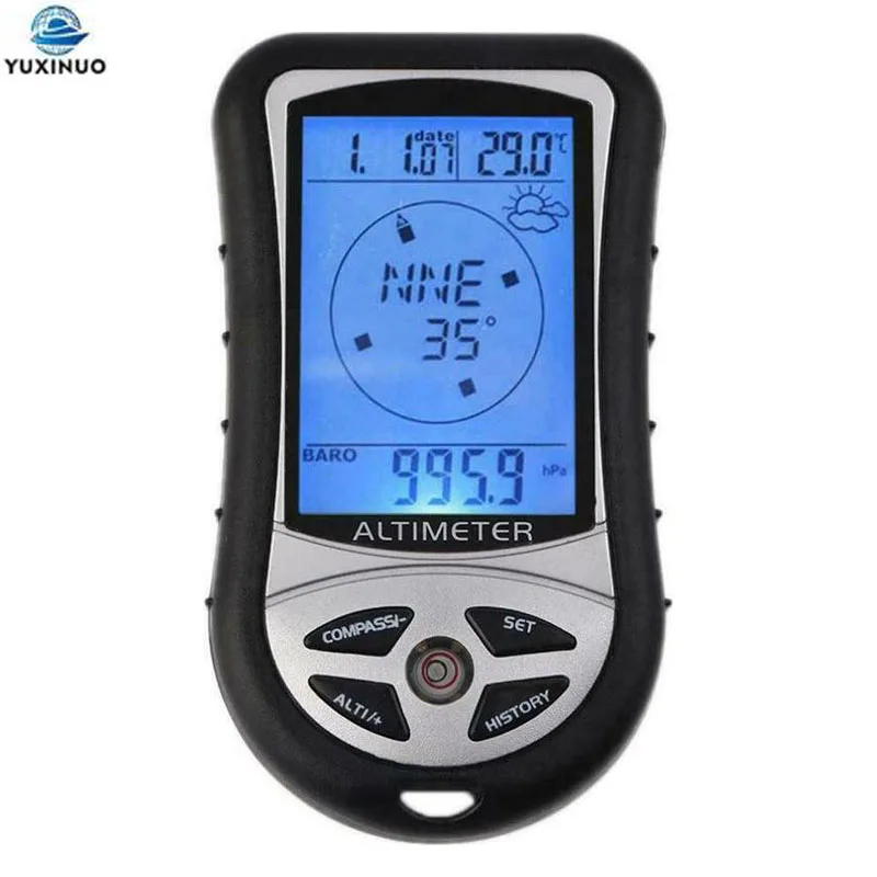 

Digital 8 in 1 LCD Compass Electronic Handheld Compass Altimeter Barometer Thermometer Weather Forecast Time Clock Calendar
