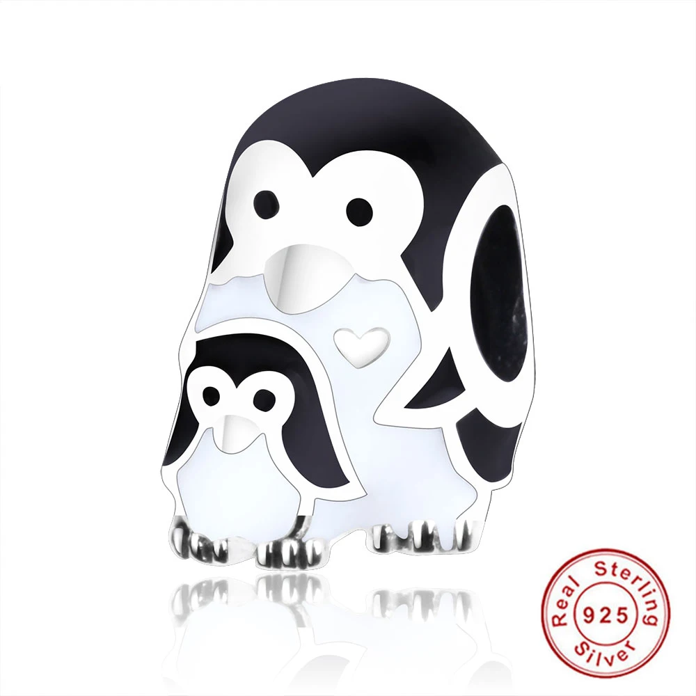 

Подлинные 100% искусственные серебряные очаровательные бусины в виде пингвинов подходят для браслетов Pandora DIY ювелирные изделия милый подаро...