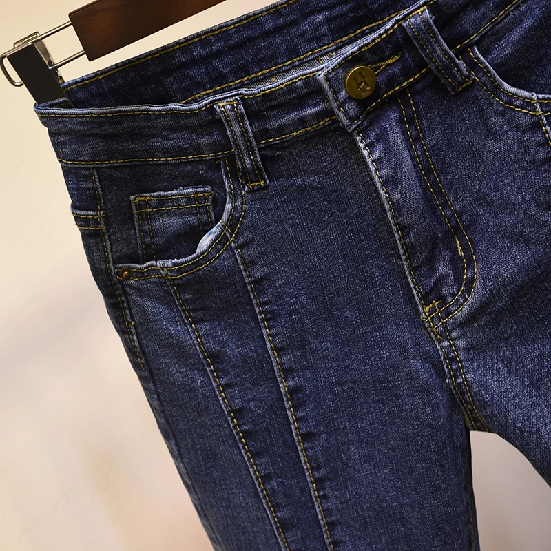 Slim thin high waist dark blue jeans 2019 women's new elastic slim pencil pants fashion Korean version of the wild feet pants
Slim thin high waist dark blue jeans 2019 women's new elastic slim pencil pants fashion Korean version of the wild feet pants