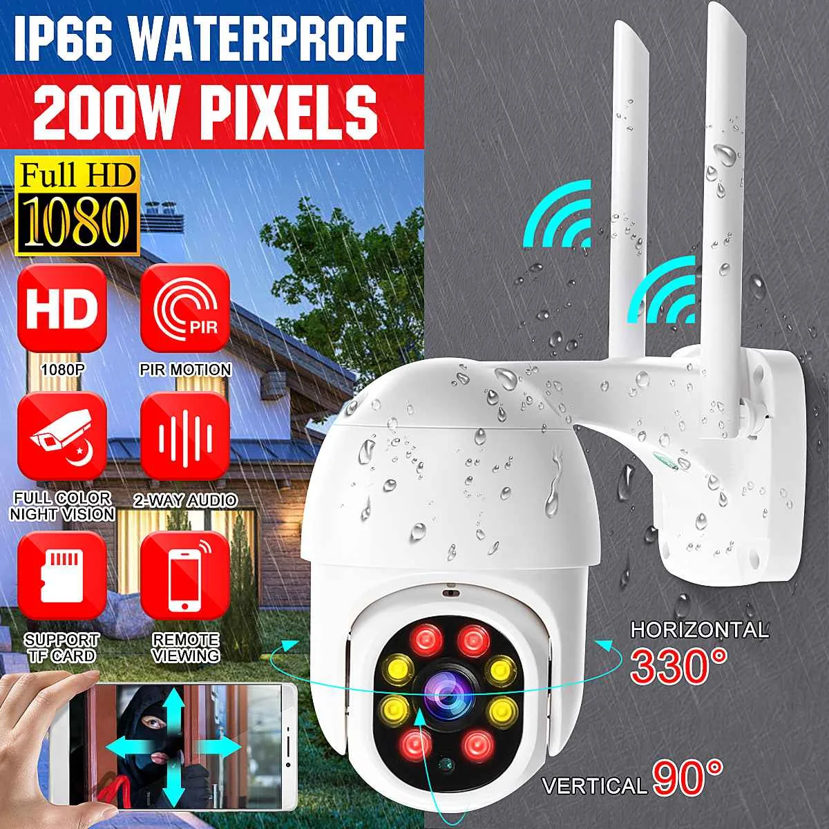Безопасности Камера Full HD 1080P 200W пикселей WI-FI Открытый IP Камера видеонаблюдения NetCam», красочные Ночное видение Vedio 128 г
Безопасности Камера Full HD 1080P 200W пикселей WI-FI Открытый IP Камера видеонаблюдения NetCam», красочные Ночное видение Vedio 128 г