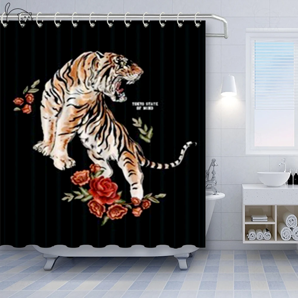 Japanese Roses Tiger Bath Curtain Waterproof Shower Curtains Black Bath Screen Printed Curtain For Bathroom Traditional Folk
Japanese Roses Tiger Bath Curtain Waterproof Shower Curtains Black Bath Screen Printed Curtain For Bathroom Traditional Folk