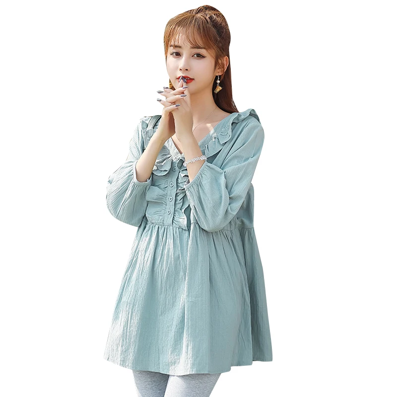 8088# 2020 Autumn Korean Fashion Cotton Maternity Blouses Sweet Cute Shirts Clothes for Pregnant Women Long Sleeve Pregnancy Top
8088# 2020 Autumn Korean Fashion Cotton Maternity Blouses Sweet Cute Shirts Clothes for Pregnant Women Long Sleeve Pregnancy Top