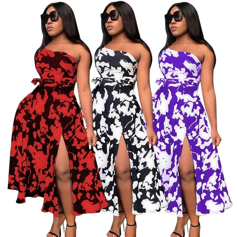 Plus Size Printed One-shoulder Strap Dress Peplum Sleeveless Dresses Trendy Vestido Feminino
Plus Size Printed One-shoulder Strap Dress Peplum Sleeveless Dresses Trendy Vestido Feminino