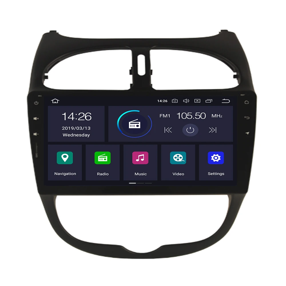 9 дюймов Android 10 8 ядро Octa core Dvd автомобильный проигрыватель с радио и gps для Peugeot 206