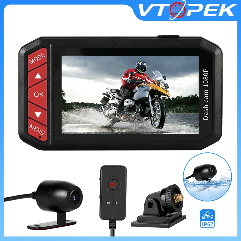 Vtopek мотоцикл Камера тире экшн-камера DVR (устройство цифровой записи) 1080P HD двойной объектив Ночное видение Водонепроницаемый спереди видеор...
Vtopek мотоцикл Камера тире экшн-камера DVR (устройство цифровой записи) 1080P HD двойной объектив Ночное видение Водонепроницаемый спереди видеор...