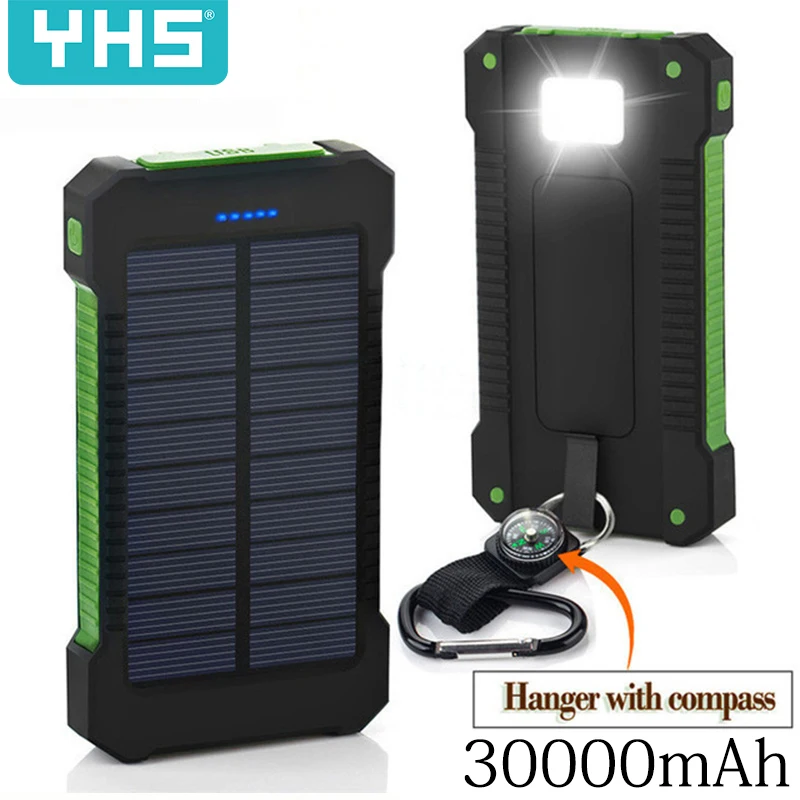 Фото 30000 мАч Солнечное зарядное устройство водонепроницаемое солнечное двойной USB(Aliexpress на русском)