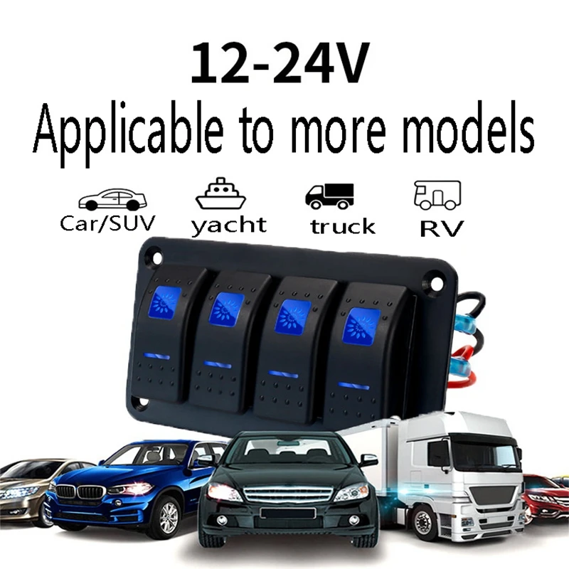 4 Gang 12V 24V Universal Marine Rocker Switch Panel Waterproof RV Yacht Marine Boat Car Light ON/OFF
4 Gang 12V 24V Universal Marine Rocker Switch Panel Waterproof RV Yacht Marine Boat Car Light ON/OFF